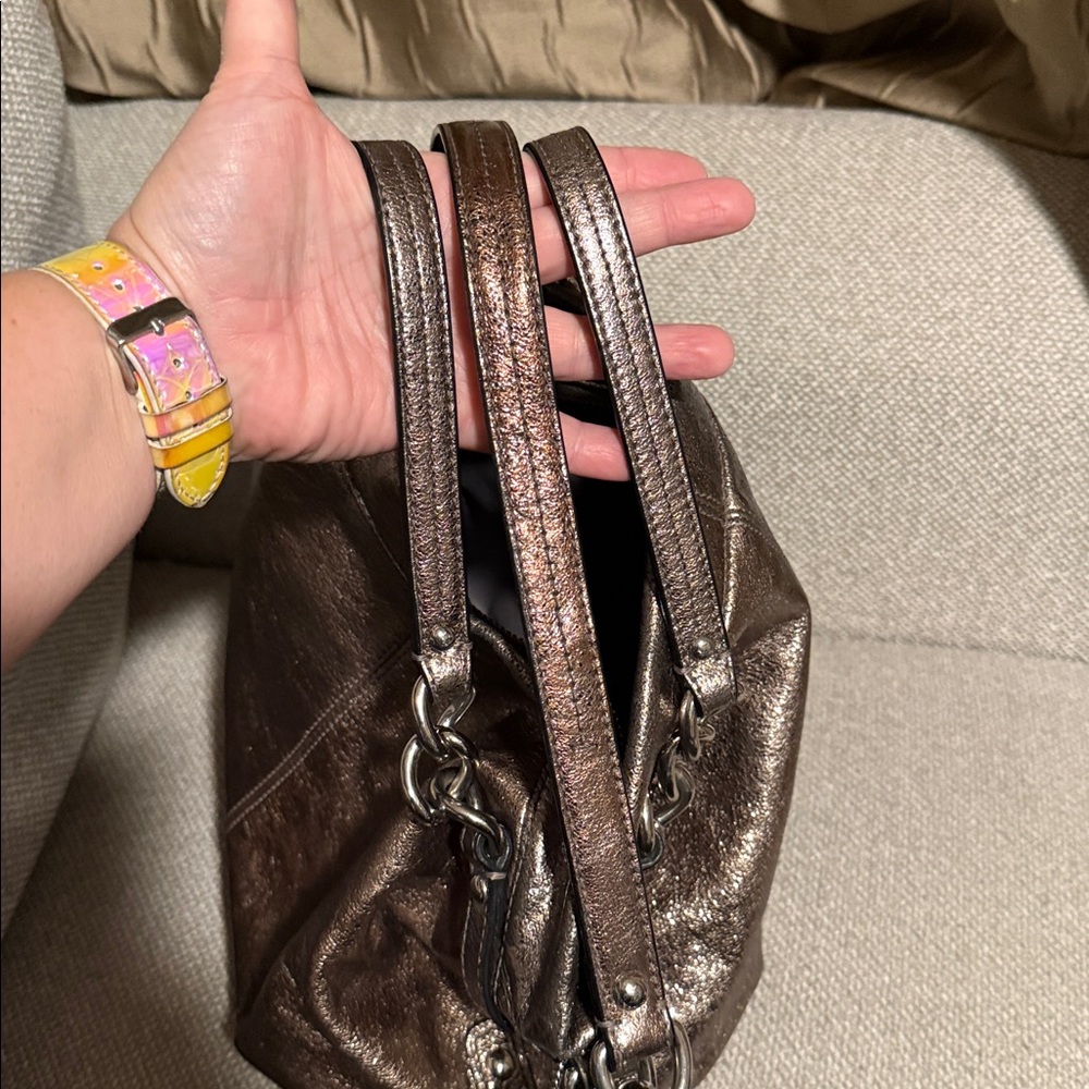 Coach Brooke Metallic Leather Shoulder Bag - Picture 16 of 16